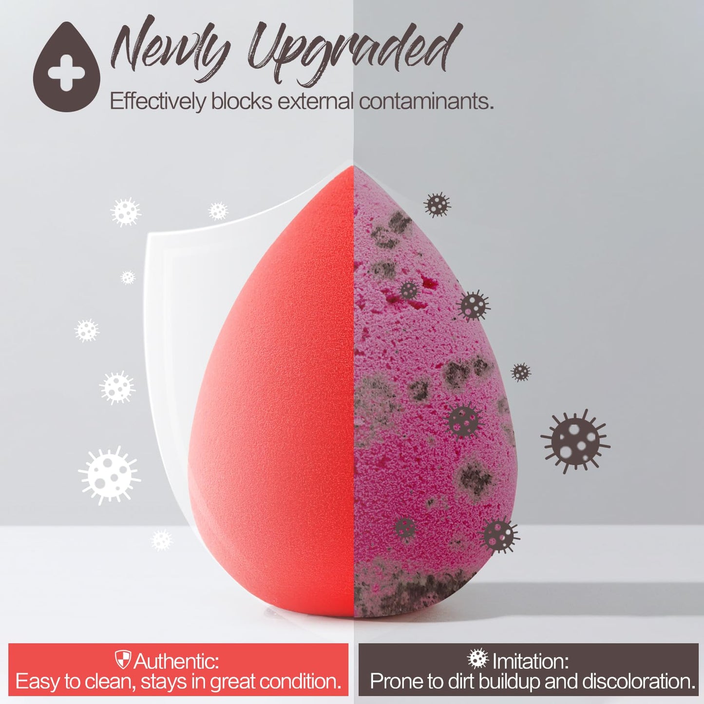 BEAKEY Makeup Sponge Set 5 Pack & Flat Duo Patented Makeup Sponge Set of 2