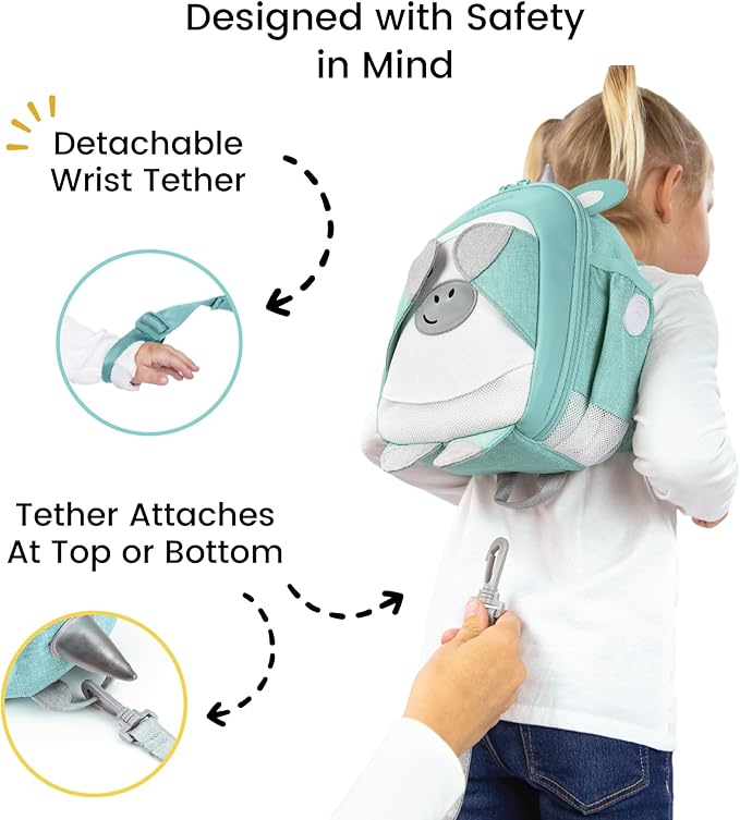 Lulyboo Ultra-Soft Unicorn Toddler Backpack with Detachable Leash & Wrist Tether, Kids Walking Harness with 5 Pockets, Adjustable Child Leash for Ages 1-7, Safety & Fun Travel Gear