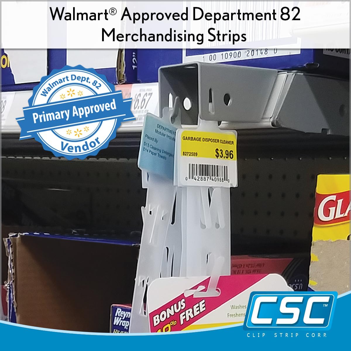 Clip Strip 25 Pack Merchandising Strips & S Hooks, 21" L w/ 12 Hook Positions and Header, Hanging Product Display Bundle