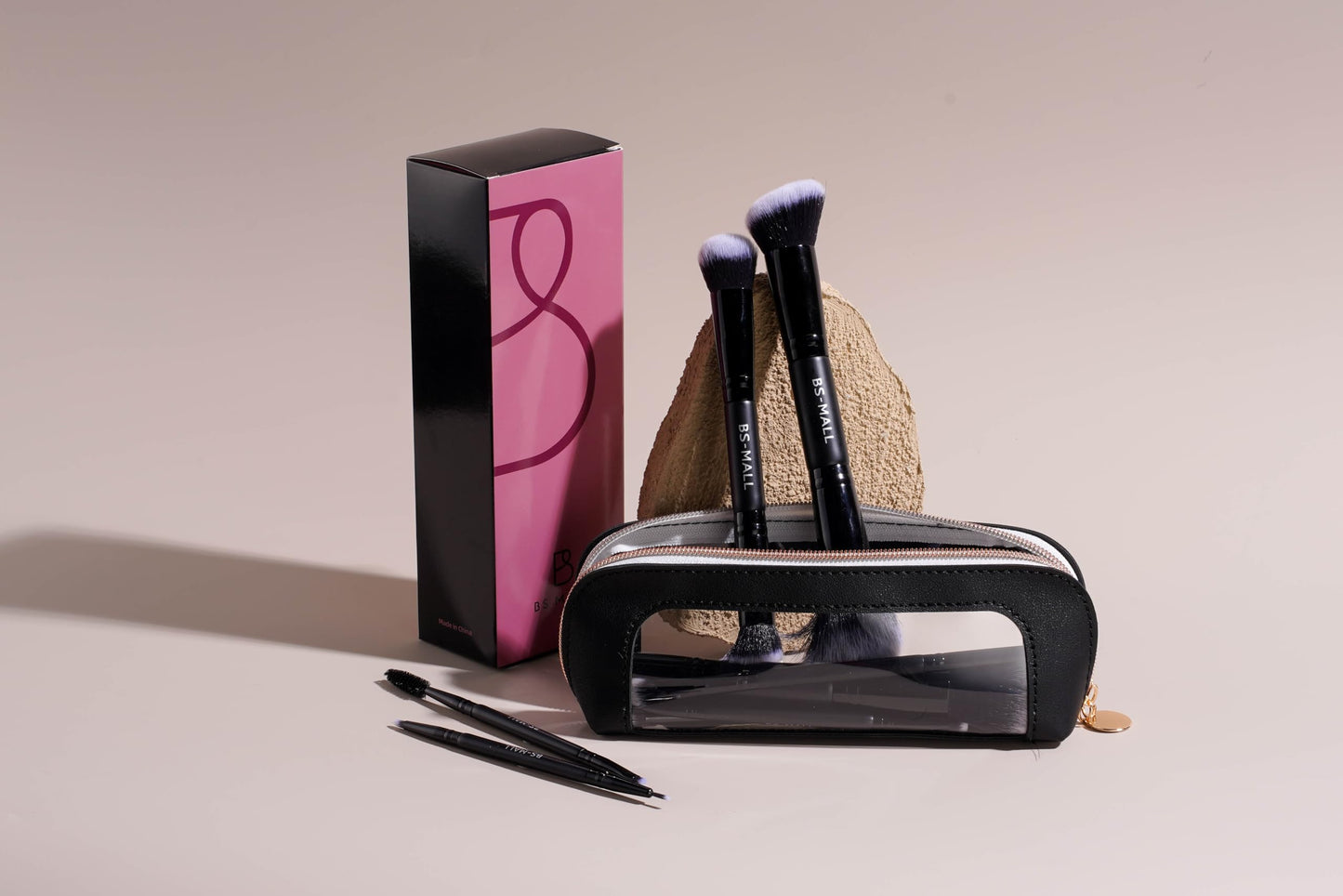 BS-MALL Double-ended Makeup Brush Set With Concealer Brush & Foundation Brush, Eyeshadow Brush- Travel-friendly Multi-purpose Brushes In Makeup Bag For Daily Use (9 PCS Black)
