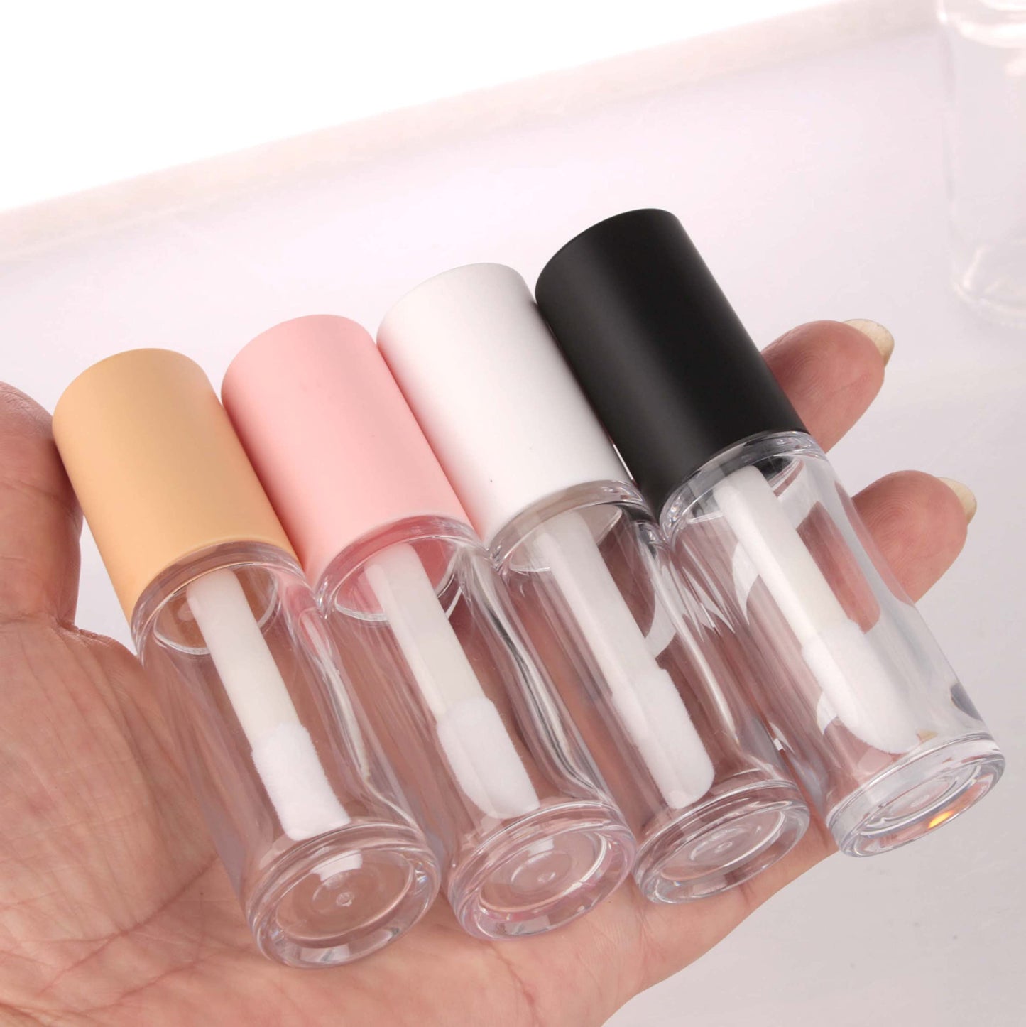 COSIDEA 15PCS Empty PETG big doe foot Wand Lip Gloss Tubes 10ml 0.33 OZ Pink lipgloss Tube with Thick brush Applicator for Castor oil tint DIY concealer tube packing