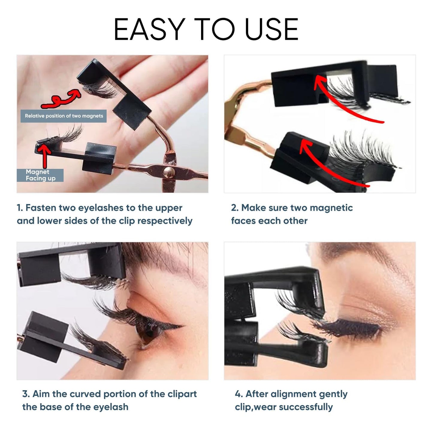 Magnetic Eyelashes, Light Weight Natural Look False Eyelashes with Applicator and Eyelash Comb, Reusable & No Glue Needed