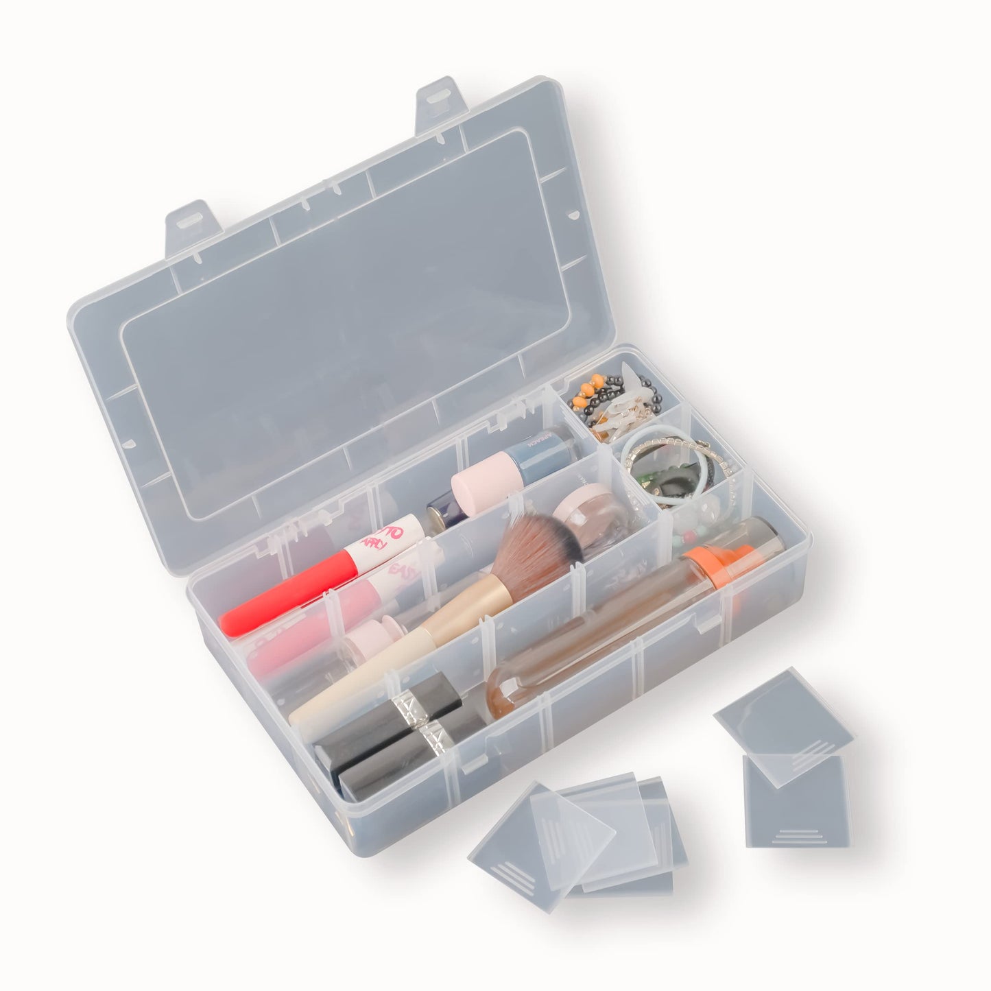 SYMPABASIC SOUFFAHOUSE 2 Pack Plastic Small Crafts Storage Boxes with Adjustable Dividers (15 Grid)