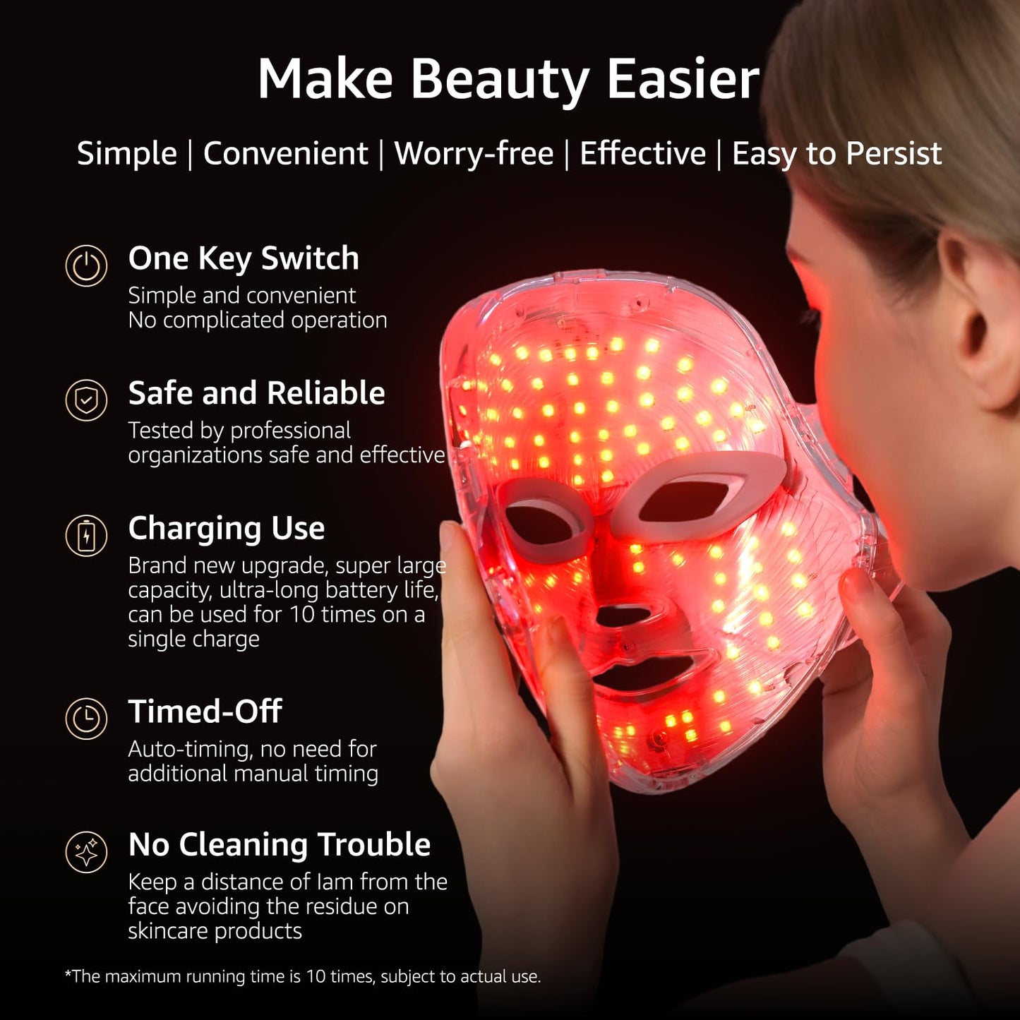 Aesthifae LED Face Mask for Wrinkles, Red Light Therapy for Face, Cordless NIR Red Light Therapy Mask with 7 Light Modes, 426 LEDs Rechargeable for Glowing Skin at Home White