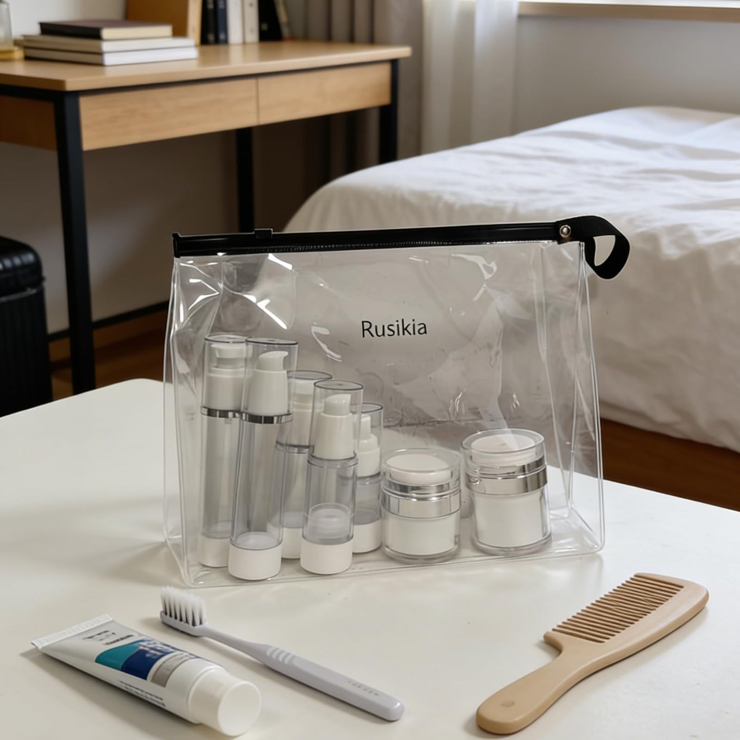 Rusikia 13 Pack Big Travel Size Containers, Airless Pump Bottles Jar Kit