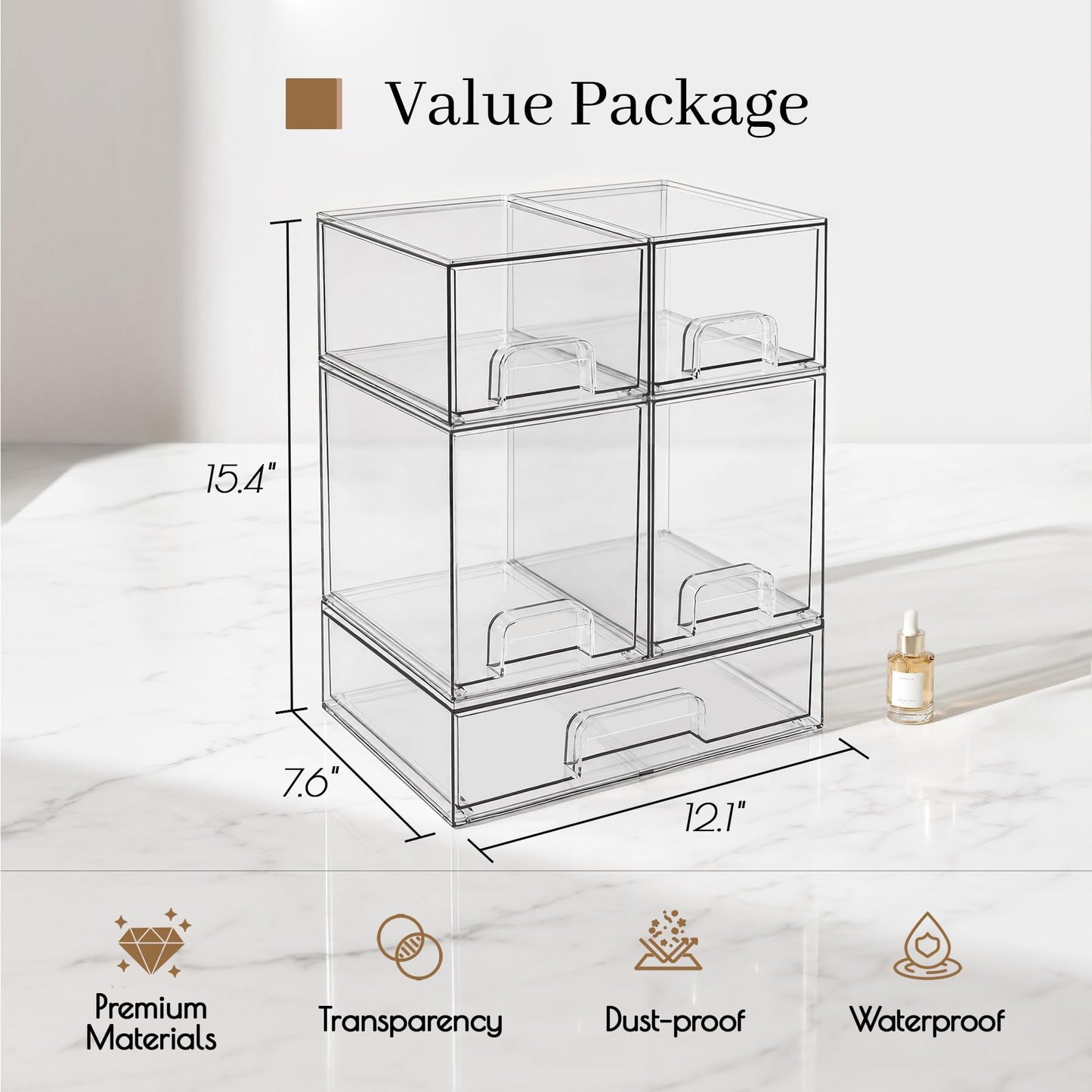 TIPGO Bottle Storage Organizer Baby - Acrylic Bottles Station Organizer Container, Stackable Clear Drawers for Makeup Countertop, Vanity, Bathroom and Cabinet