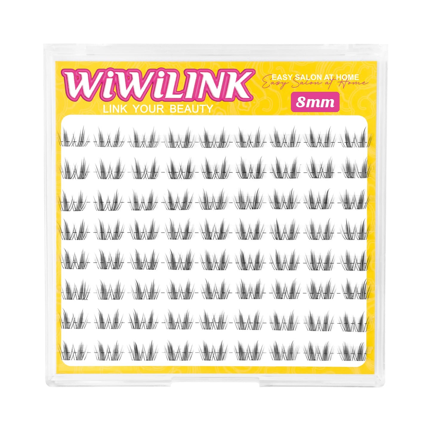 WiWiLINK Natural Lash Clusters, Freya 8mm DIY Wispy Cluster Eyelash Extensions, Thin Clear Band Individual Lashes D Curl Eyelash Clusters