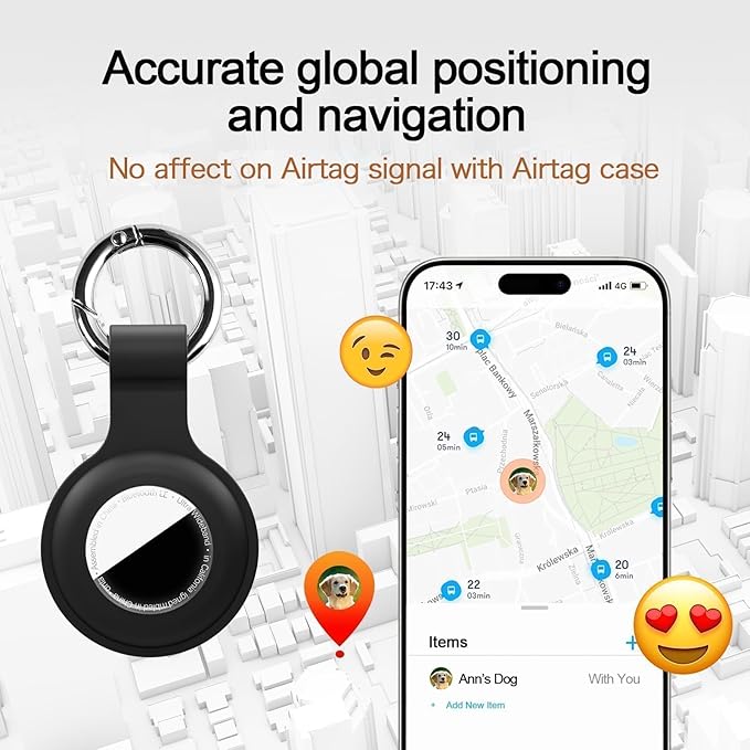 Upgrade Compatible with AirTag Holder Keychain Waterproof Silicone for Air Tag Case with Transparent Shell Key Ring Tags Chain for Apple GPS Item Finders Accessories, Pink