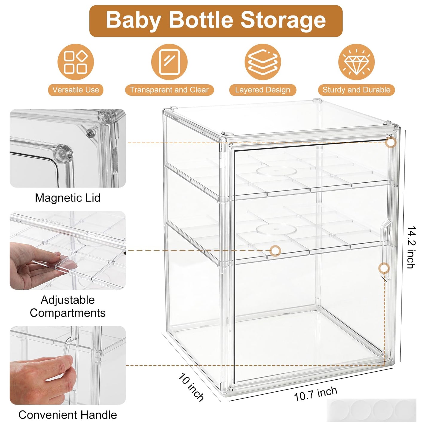 ERTIUANIO Baby Bottle Organizer – 3 Tier Acrylic Bottle Storage Organizer container, Clear Plastic Bottle Station Organizers Drawers for Countertop Kitchen Cabinet Vanity, Bathroom, Gifts for New Mom