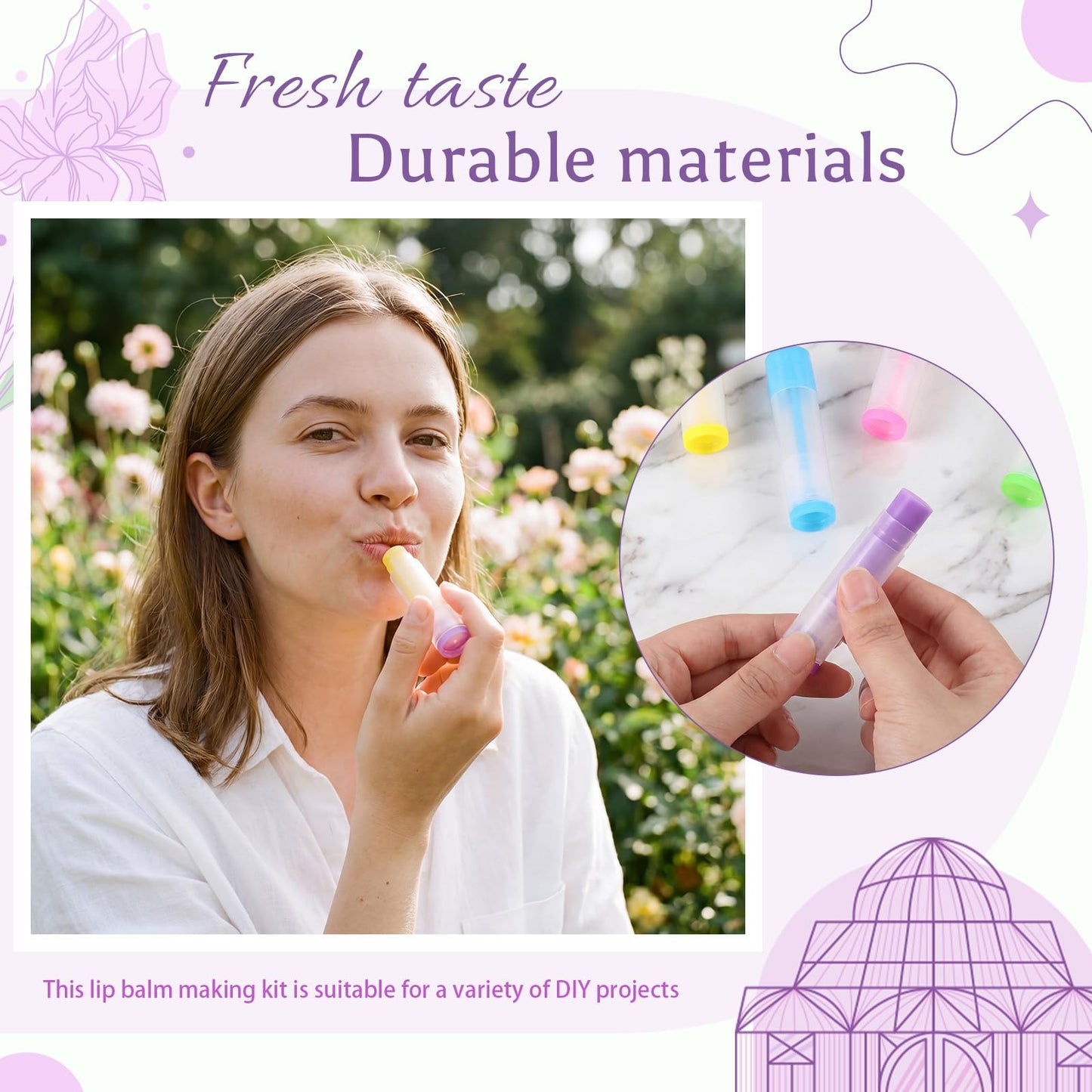 Singhoow 100 Pcs Lip Balm Tubes with 2 Filling Tray and 2 Spatula, 5 g Twist-up Lip Balm Containers with Caps for DIY Homemade Lipsticks, Solid Perfume, Gifts, Bpa Free & Leak Free (Colorful)