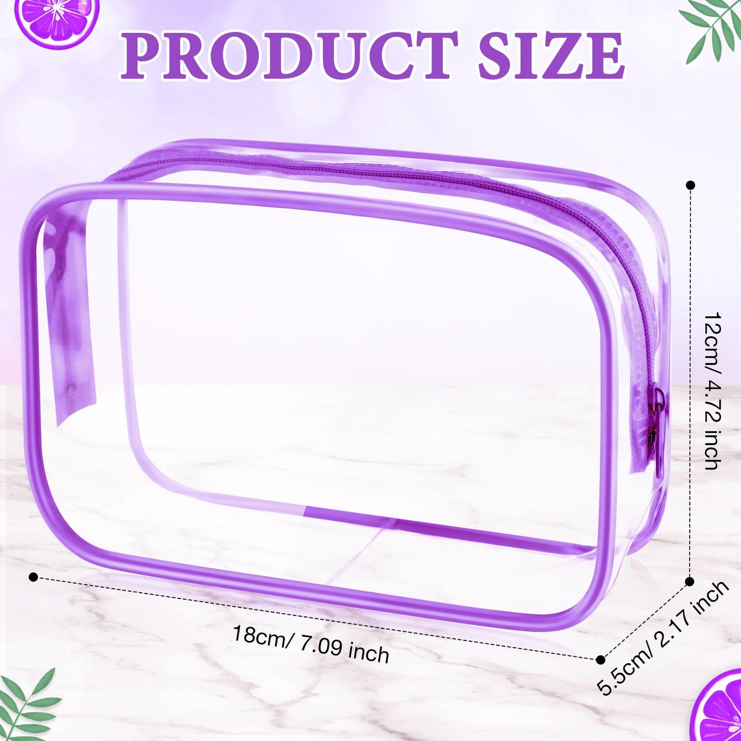 Weewooday 12 Pieces Clear Makeup Bags Cosmetic Storage Bags PVC Zipper Pouches Travel Waterproof Makeup Plastic Case for Women Organizing Toiletries Traveling Bathroom(Medium,Purple)