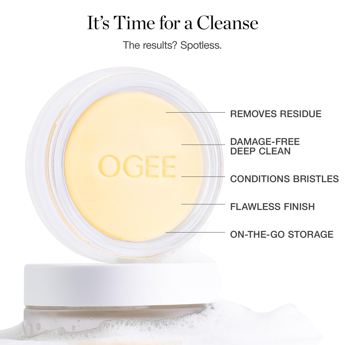 Ogee Brush Wash Bar - Gentle Makeup Brush Washing Bar with Organic Ingredients, Safe for Bristles, Made in USA