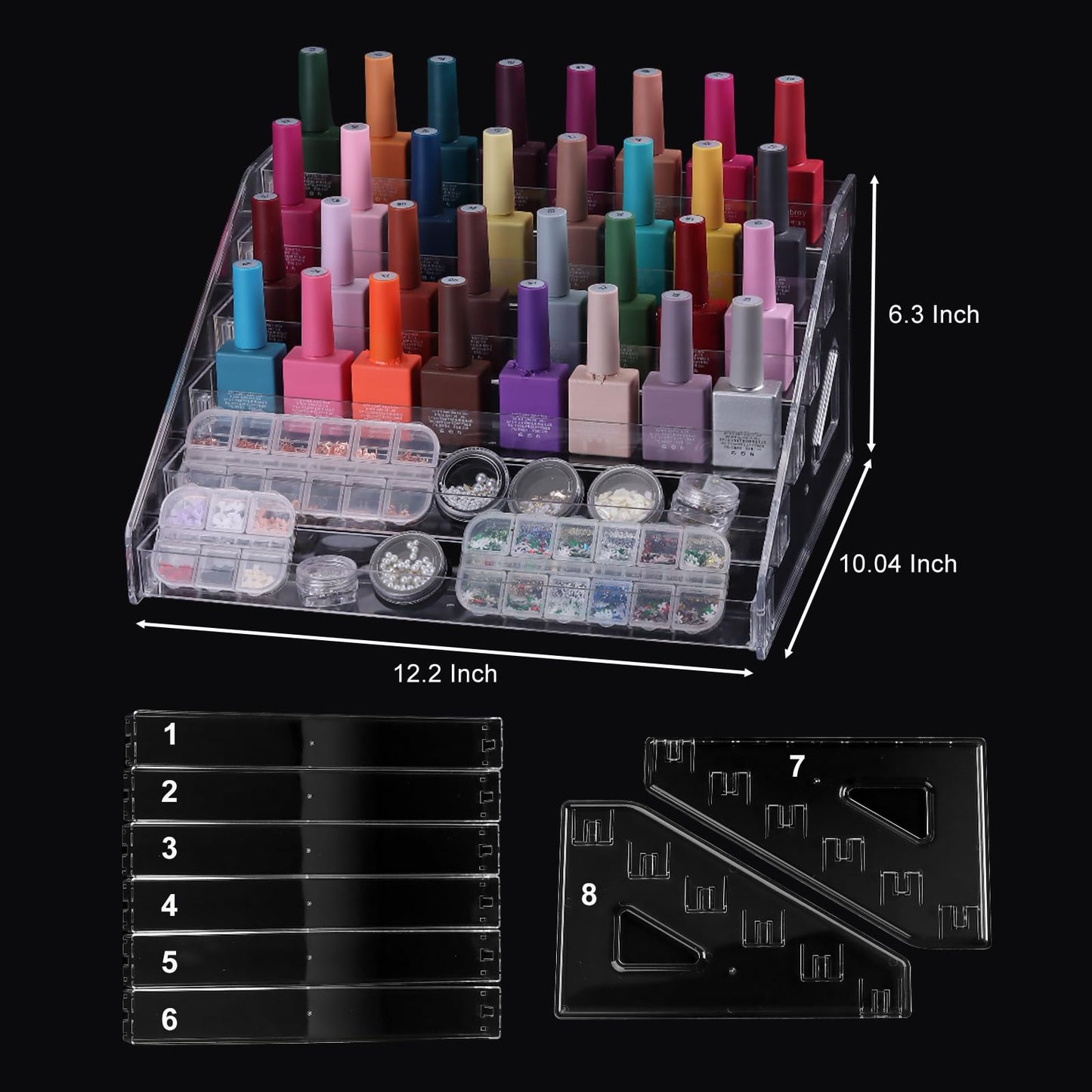 SUTOKAKA 6-Tier Clear Acrylic Nail Polish Organizer Stand