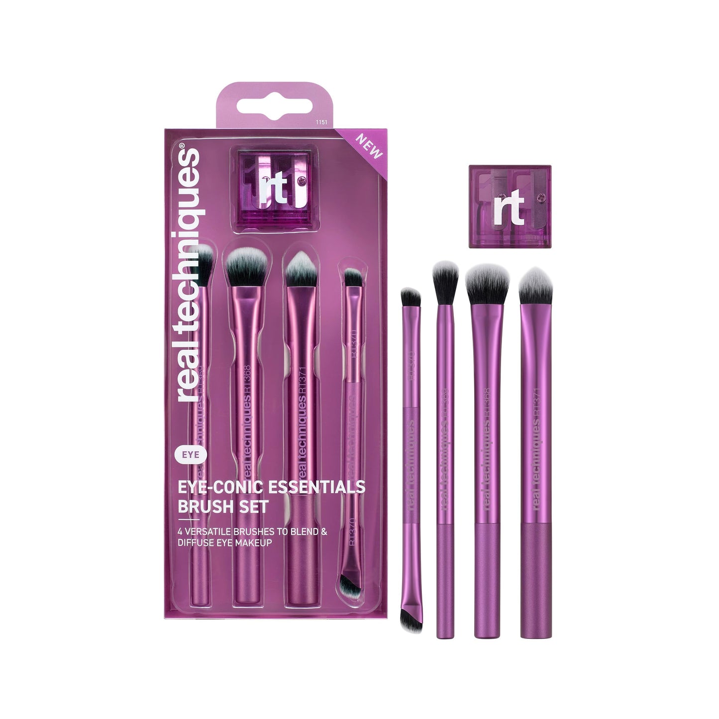 Real Techniques Eye-Conic Essentials Makeup Brush Set, 5 Piece Eyeshadow, Blending & Liner Brush Kit for Complete Eye Looks from Natural to Glam, Soft Bristles, Cruelty-Free