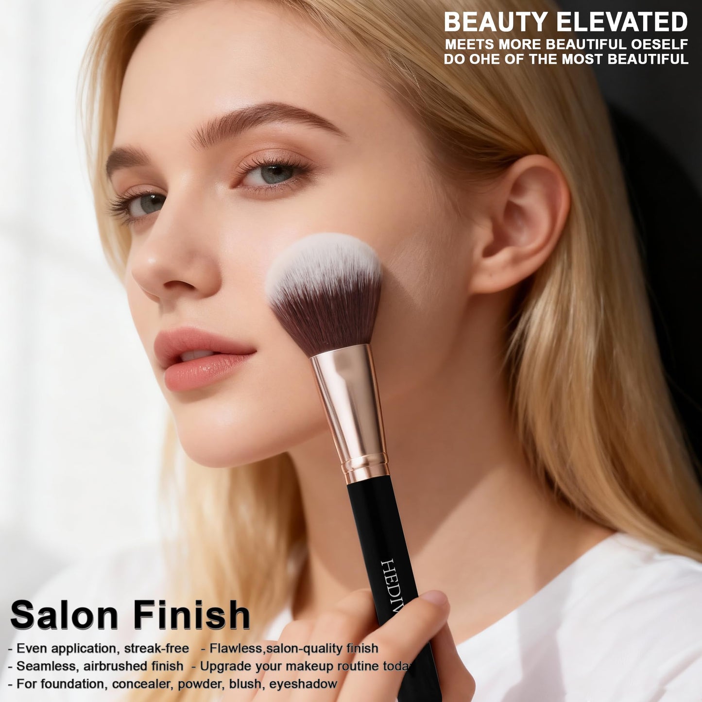 HEDIVIA Black Makeup Brushes Set 14 Pcs Professional, Premium Synthetic Foundation Makeup Brush Concealer Powder Blush Eyeshadow Brushes with 2 Powder Puff & Dual-ended Mask Applicator.Gifts for Girls