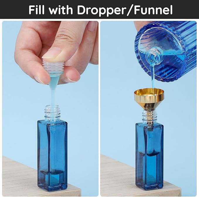 Segbeauty 8pcs 0.34oz Perfume Refill Tool Kit for Women, 10ml Plastic Blue Purple Perfume Decanter Dispenser Transfer Tool Set, Cologne Making Kit for Men with Extractor Pump Dispenser Funnel Set