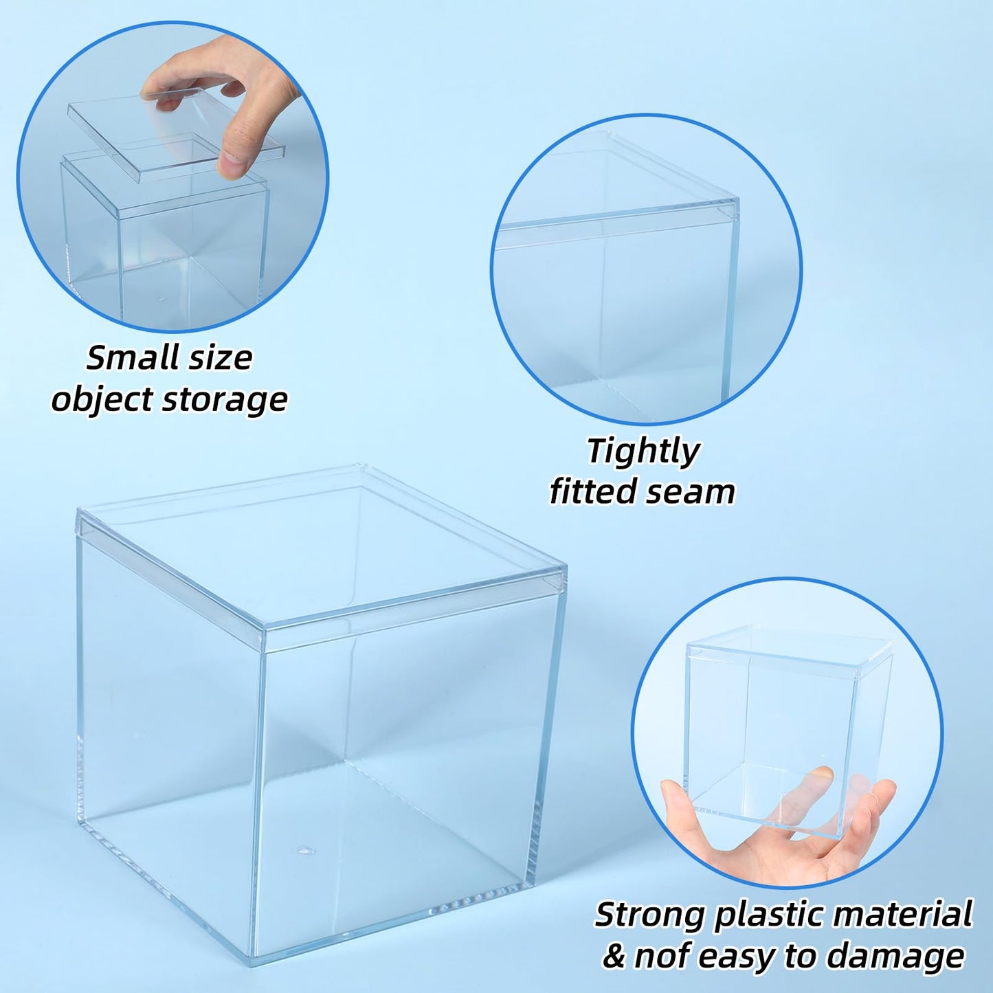 kenaeooe 12 Pcs Clear Acrylic Box with Lid, 4 x 4 Inch Square Decorative Storage Container for Candy, Little Trinkets, and Jewelry Display
