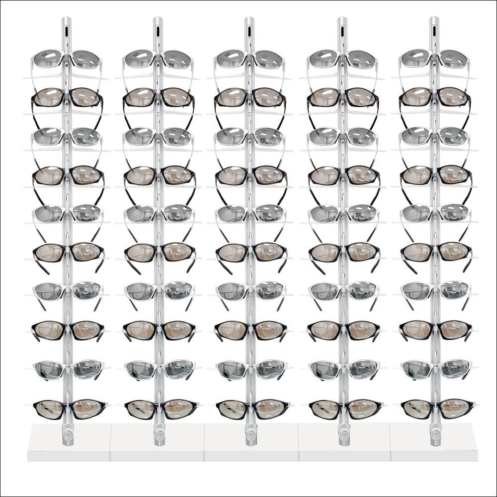 Modular Locking Optical Display – Countertop Rack – Steel & Plastic – Secure Retail and Sunglass Display (30 Frame Capacity)
