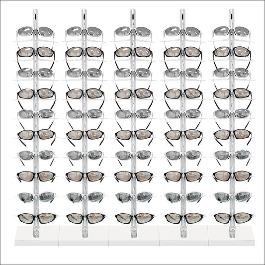 Modular Locking Optical Display – Countertop Rack – Steel & Plastic – Secure Retail and Sunglass Display (30 Frame Capacity)