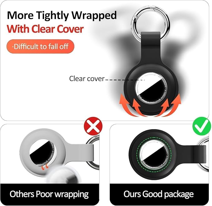Upgrade Compatible with AirTag Holder Keychain Waterproof Silicone for Air Tag Case with Transparent Shell Key Ring Tags Chain for Apple GPS Item Finders Accessories, Red