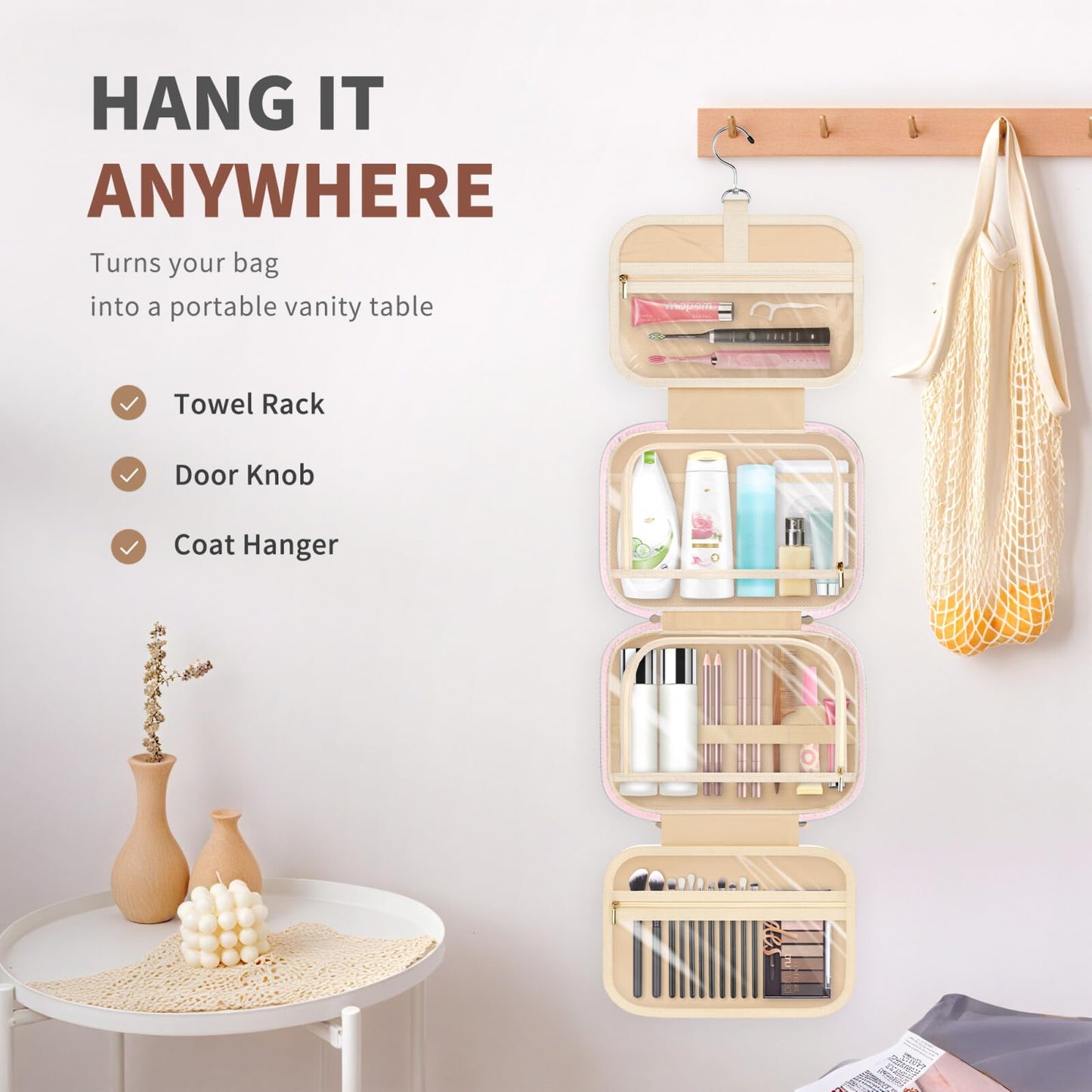 YOOLIFE Hanging Bag Initial Travel Toiletry Bag Large Capacity Personalized Toiletry for Traveling Women Travel Gifts for Women R