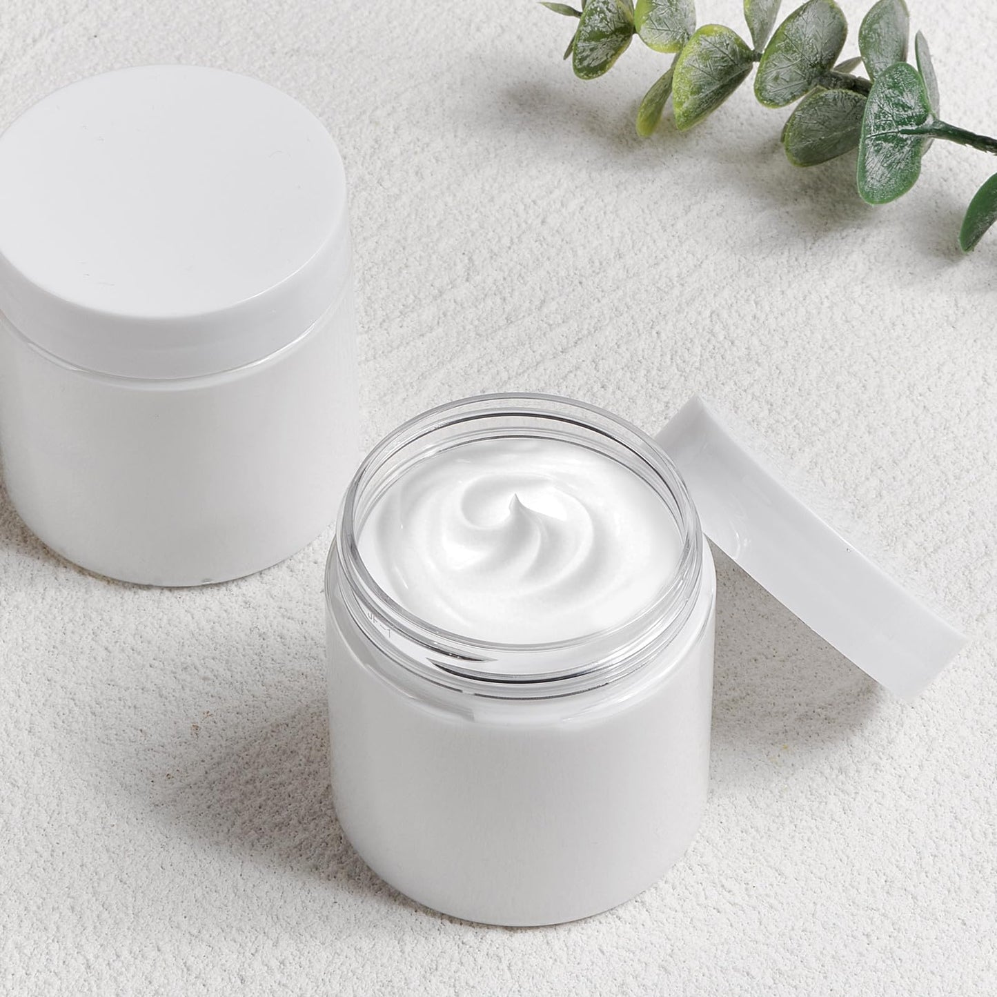 48 Pack 2 Oz Plastic Jars with White Lids, 2oz Small Plastic Containers with Lids for Cosmetic Makeup Beauty Products, Slime, Sample, Travel, BPA Free | Wide Mouth | Refillable