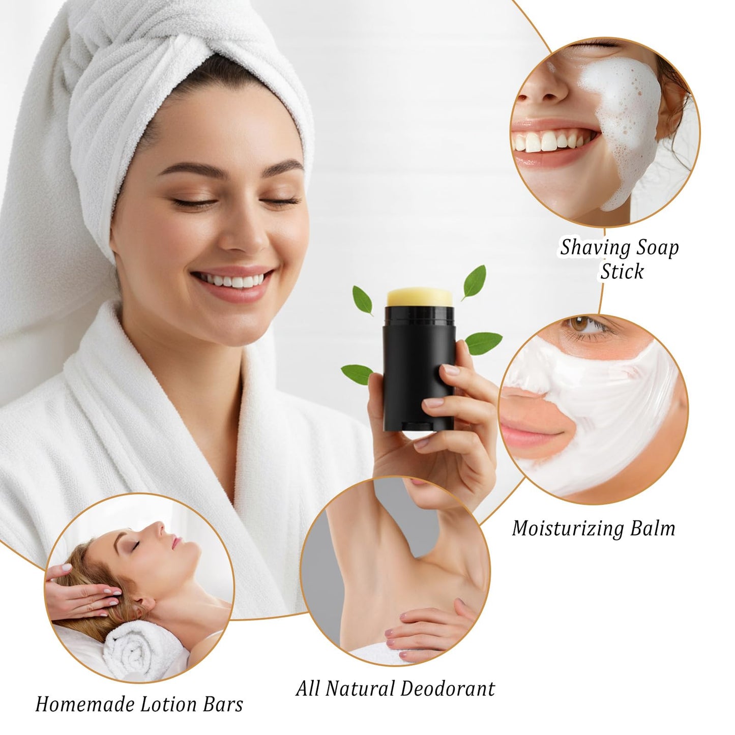 Douaowoc 30 Pcs 75ml/2.5oz Plastic Deodorant Containers,Empty Oval Twist-Up Solid Stick Tube Container for Homemade Deodorant,Shaving Soap Stick,Heel Lip Balm,Solid Lotion Bars-Top Filling, Black