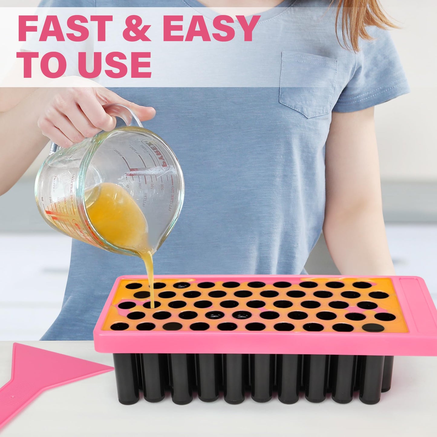 LotFancy Lip Balm Tubes Kit with Filling Tray and Spatula, 50Pcs 4.5ml Black Lip Balm Containers, BPA Free & Leak Free, Handmade Set
