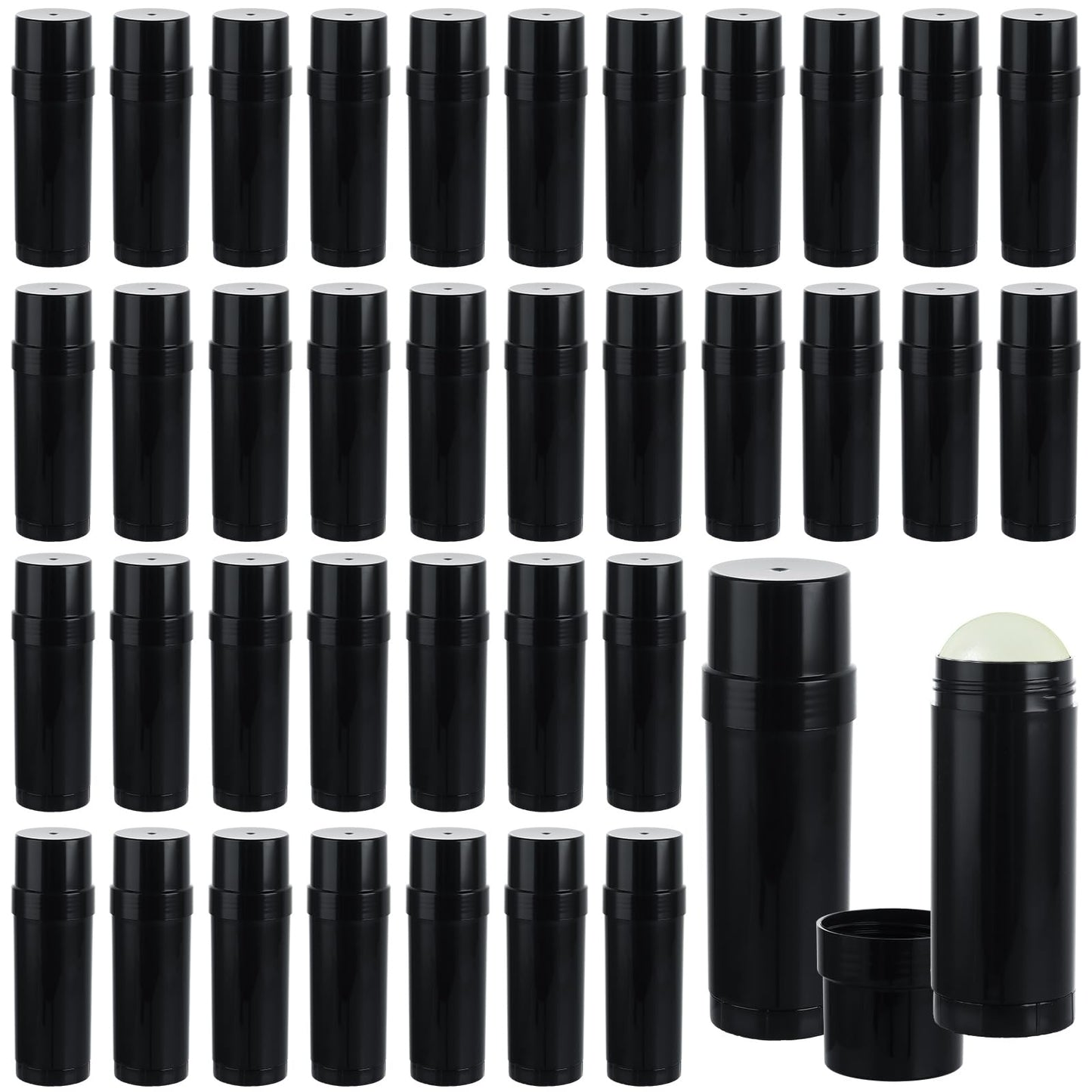 LDHHYH 30 Pack 60ml / 2oz Deodorant Containers Empty, Empty Lip Balm Tubes, Twist Up Stick Tube, Refillable Plastic Deodorant Holder Tube for Homemade Lipstick Sunscreen Balm Lotion Bar – Black