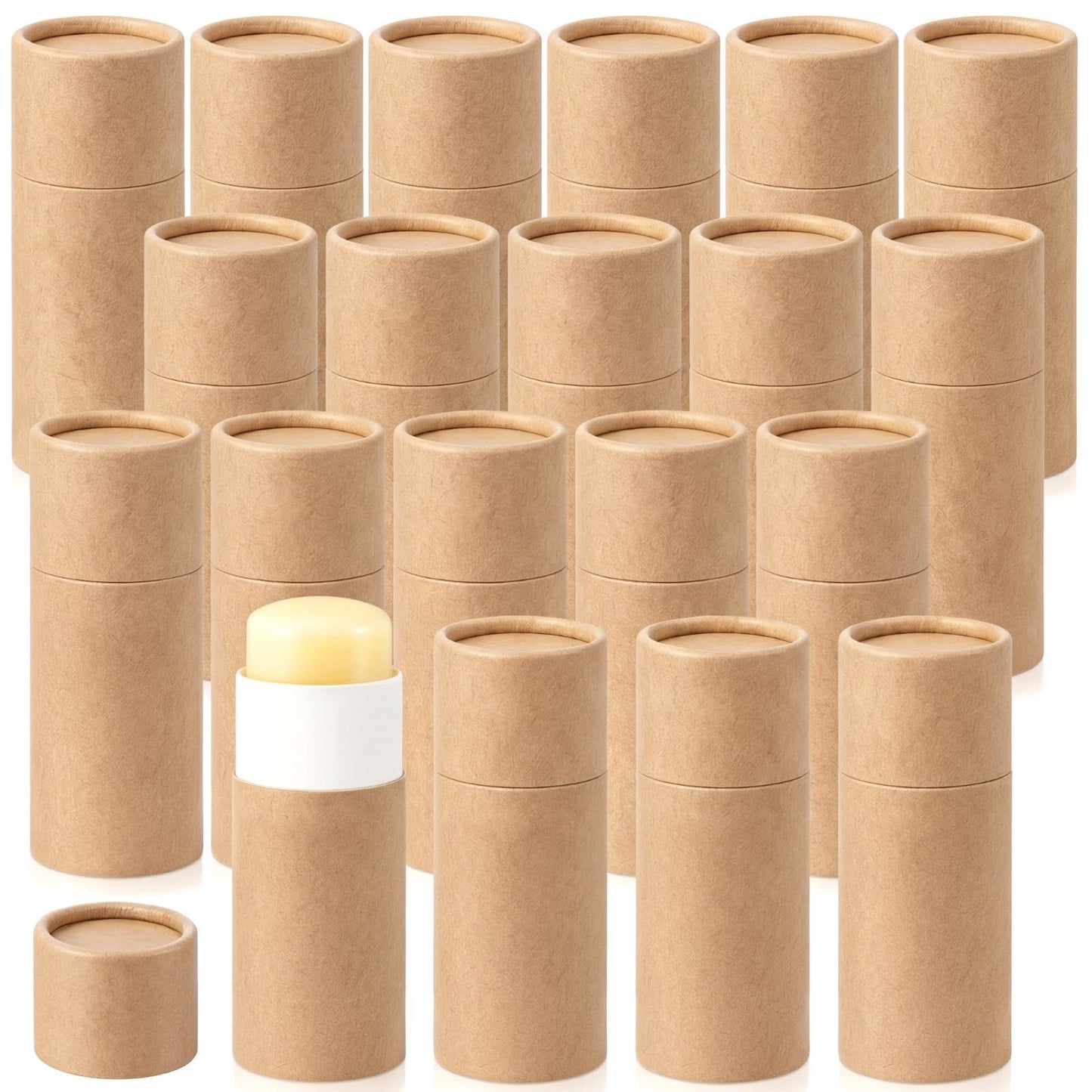 Teenyyou 20 Pcs 2oz Empty Paperboard Deodorant Containers Kraft Cardboard Deodorant Tubes Push-up Lip Balm Tubes Solid Perfume Container Lotion Sticks Jars for DIY Homemade Cosmetic Samples,Brown
