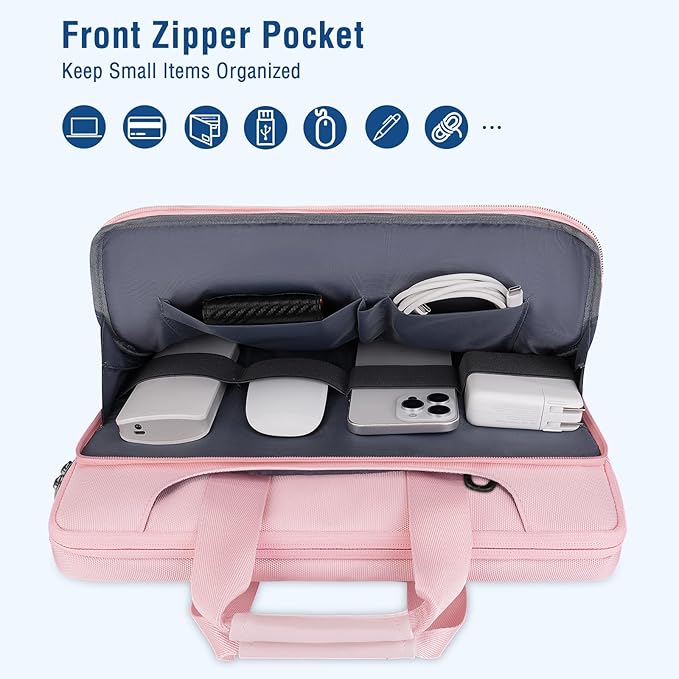 MOSISO 360 Protective Laptop Shoulder Bag Compatible with MacBook Air 15 M4 A3241 M3 A3114 M2 A2941/Pro 16 inch M4 M3 M2 M1, 15-15.6 inch Notebook,Matching Color Sleeve with Belt, Pink