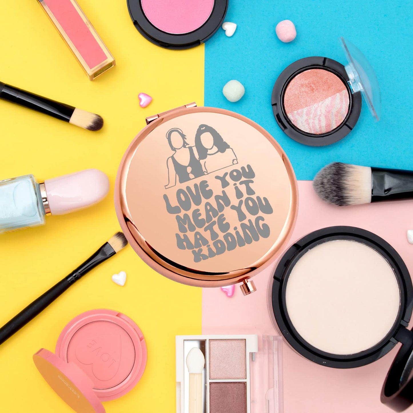 WSNANG TV Show Inspired Gift Georgia Family Compact Pocket Makeup Mirror Love You Mean It Hate You Kidding Makeup Mirror (Kidding Mirror)