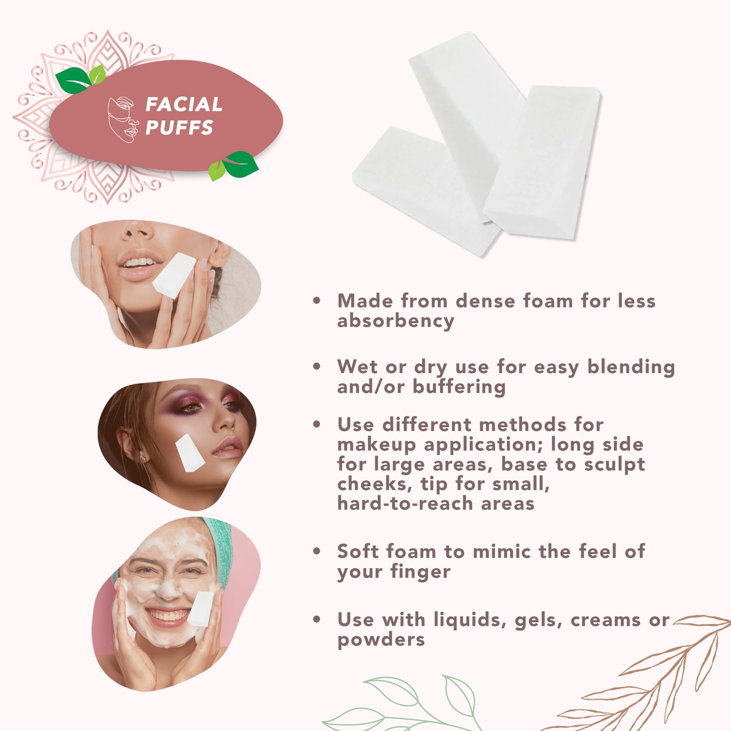 Earth & I - 128pc *PRE-CUT* Cosmetic Wedges for Makeup, Triangle makeup sponge, Disposable makeup sponges, Make up wedges sponges, ombre sponge for nails, face painting sponges, makeup wedges for pro
