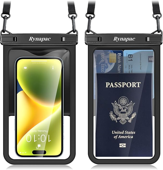 Waterproof Phone Pouch - 8.5in Waterproof Phone Case with Lanyard, IPX8 Cell Phone Dry Bag Beach Essentials for iPhone 17 16 15 Pro Max, Galaxy S25 S24 Ultra, 2 Pack