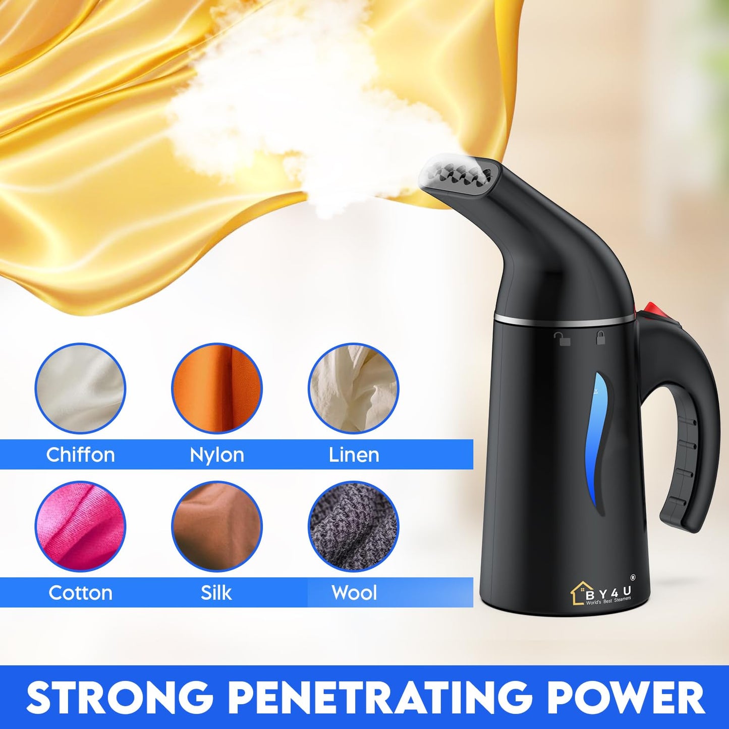 Handheld Steamer for Clothes Garment Powerful Steamer Wrinkle Remover, Easy to Use for Home and Trave Black