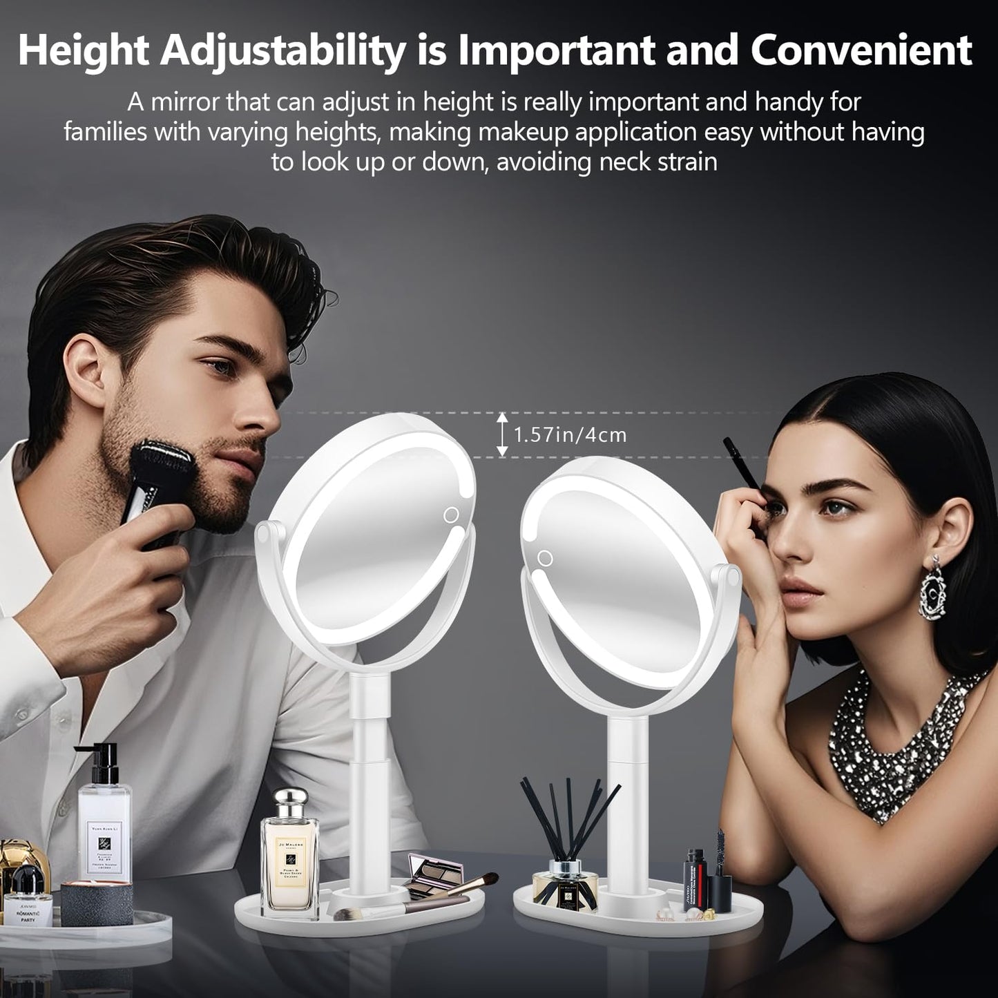 MIYADIVA 30X Magnifying Makeup Mirror with Lights for Professional Makeup