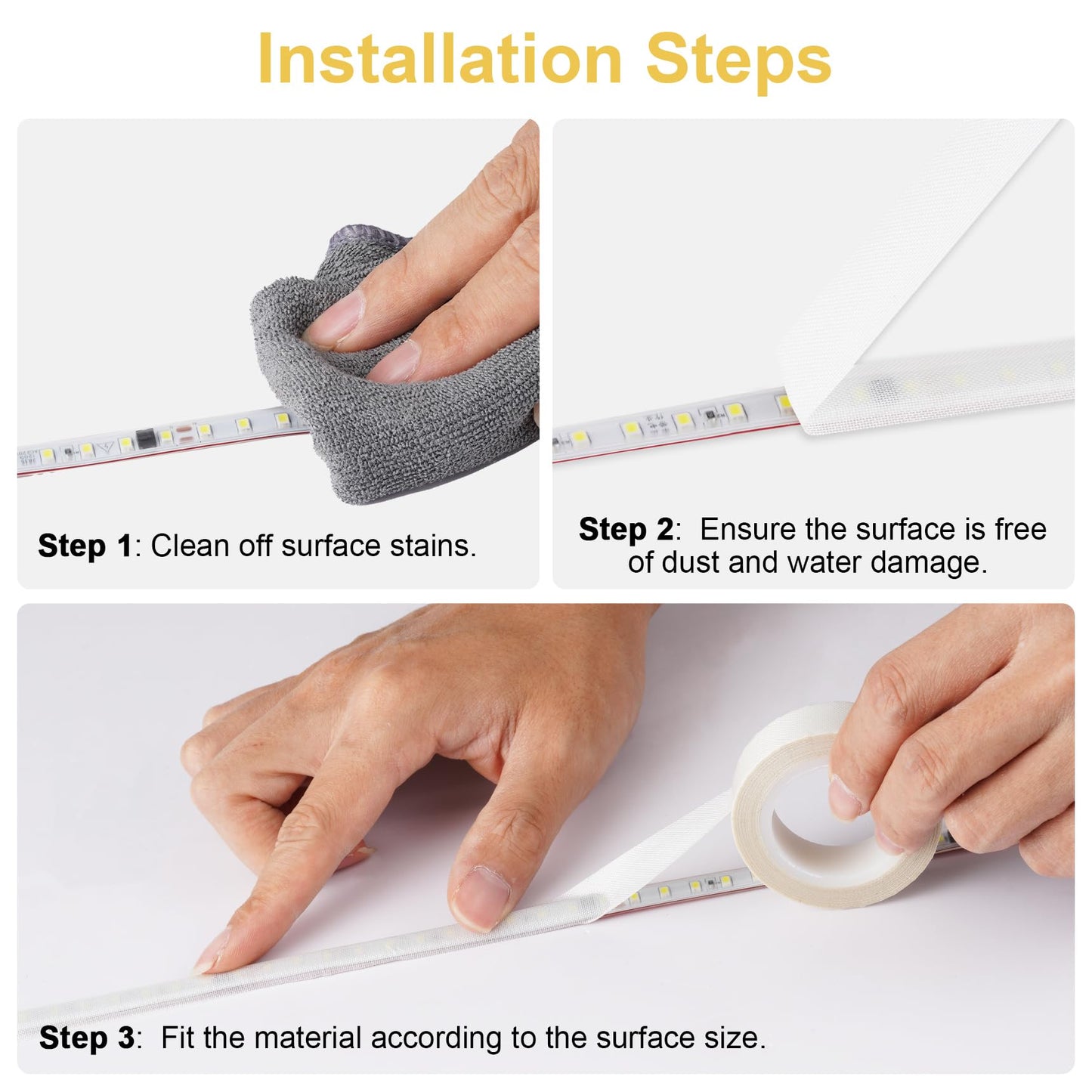 Light Soften Tape 2 PCS 0.78inx32.8ft LED Light Strip Masking Tape for Slightly Diffuser Light,White