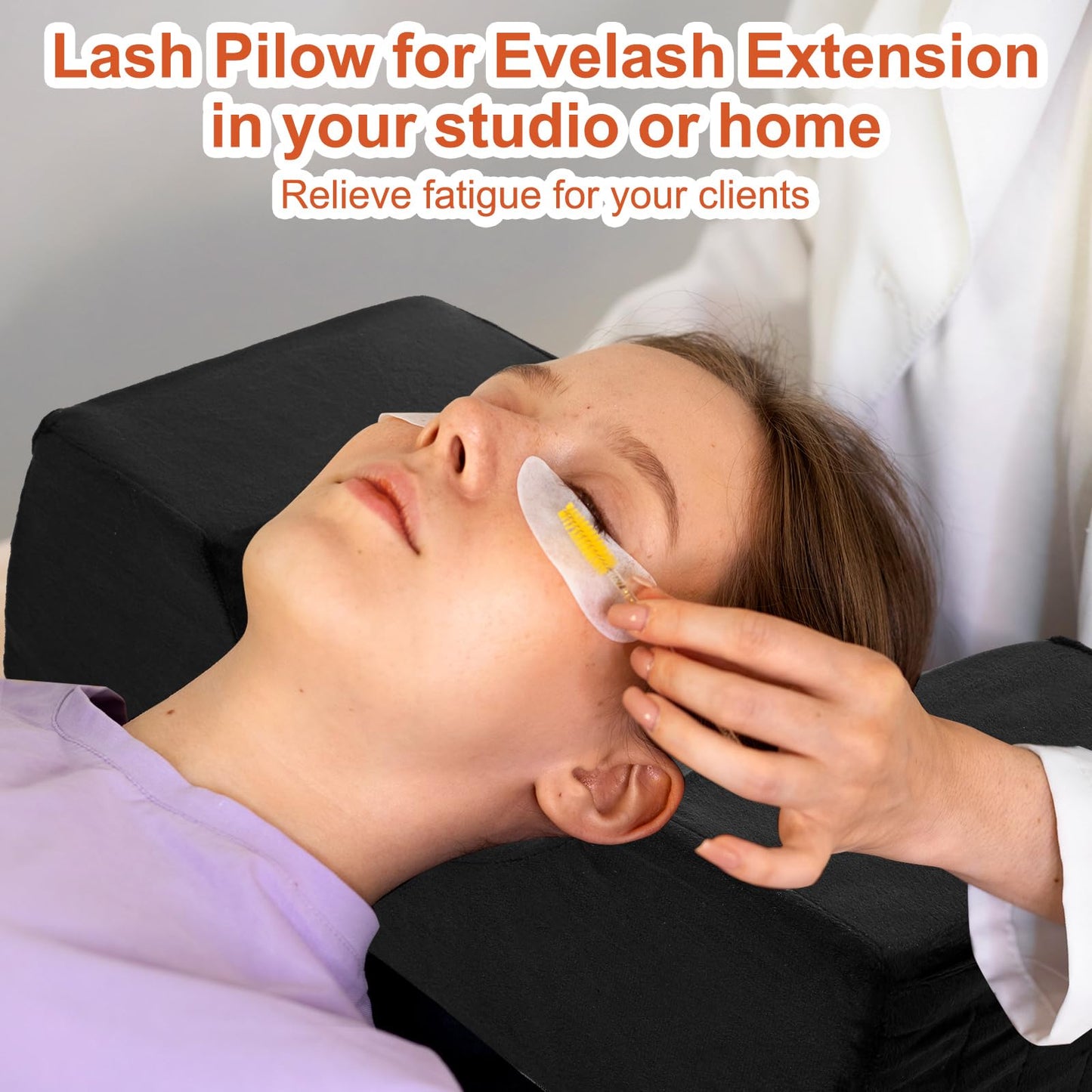 Comfortable Eyelash Extension Neck Pillow,Memory Foam Neck Contour Pillow for Sleeping Support,Beauty Salon Lash Grafting Pillow,Removable Black Velvet Cervical Pillow