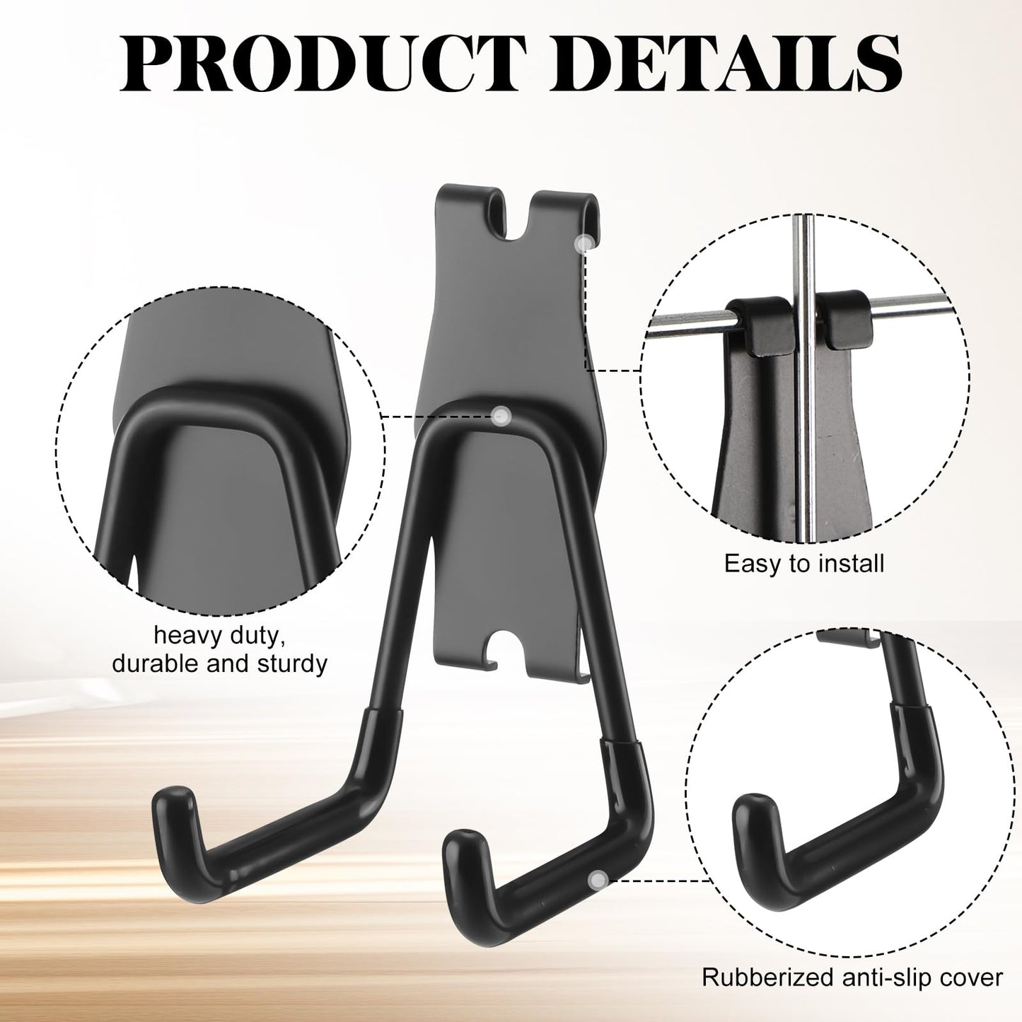 Duraaamo 12 Pack Gridwall Utility Hooks and Hangers Heavy Duty Gridwall Hanging Hooks Grid Wall Picture Holder Black Display Holder for Storage Wall Panel Accessories Shop(4.3x2.4 Inch,U Shape)