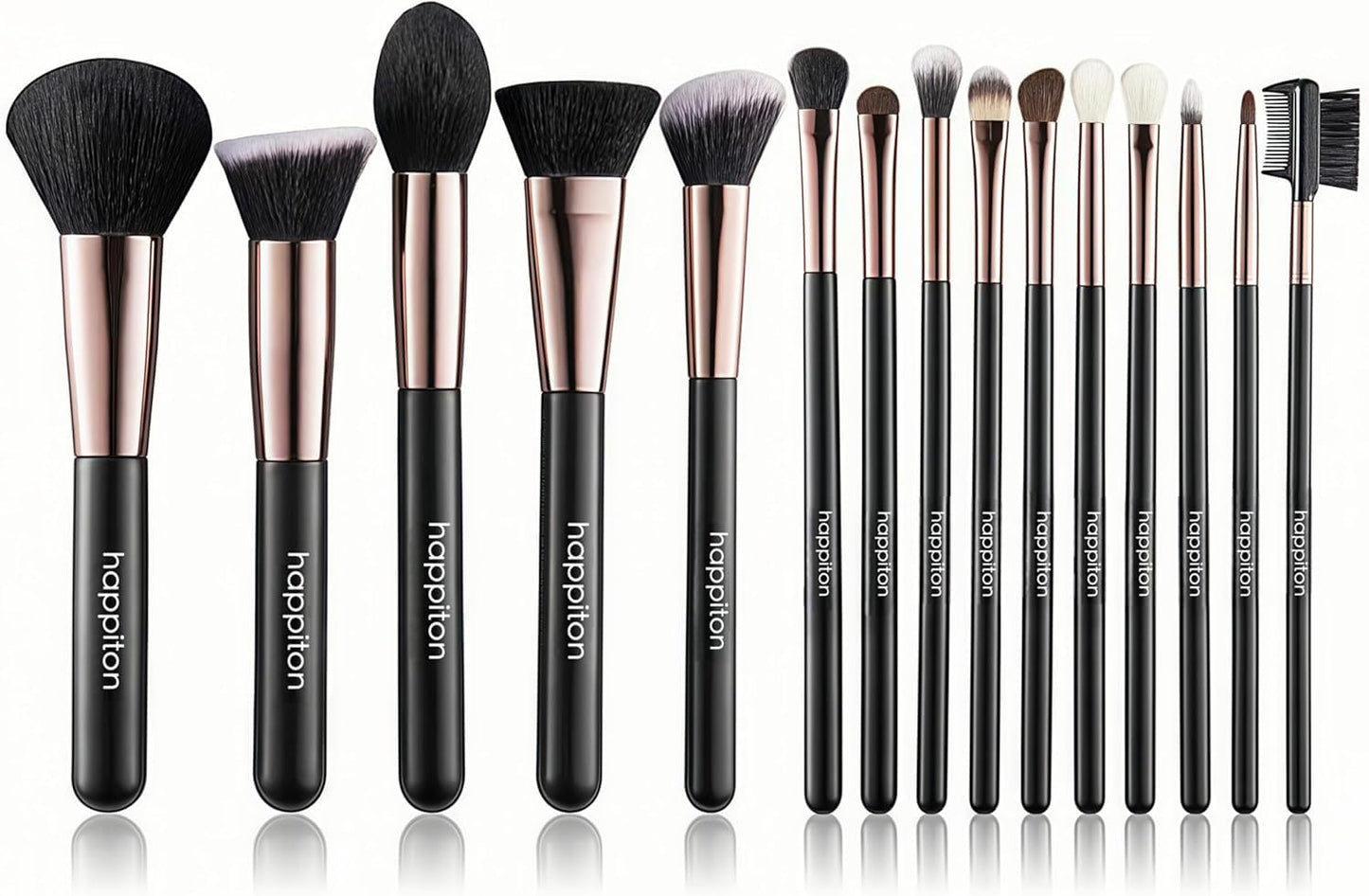 HAPPITON Makeup Brushes Set 17PCS Beauty Tool Kits for Eye Face Foundation Blender Concealer Makeup Brush With Rotating Turnable Holder