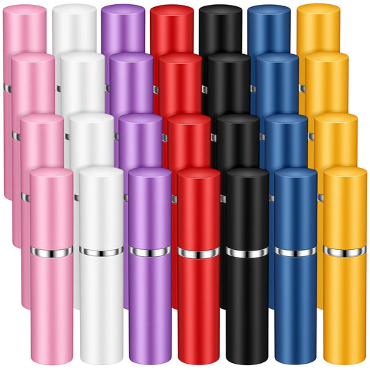 Kegeeei 28 Pcs 5ml Refillable Perfume Atomizer, Mini Travel Spray Bottle, 7 Colors Portable Perfume Bottle For Women and Men