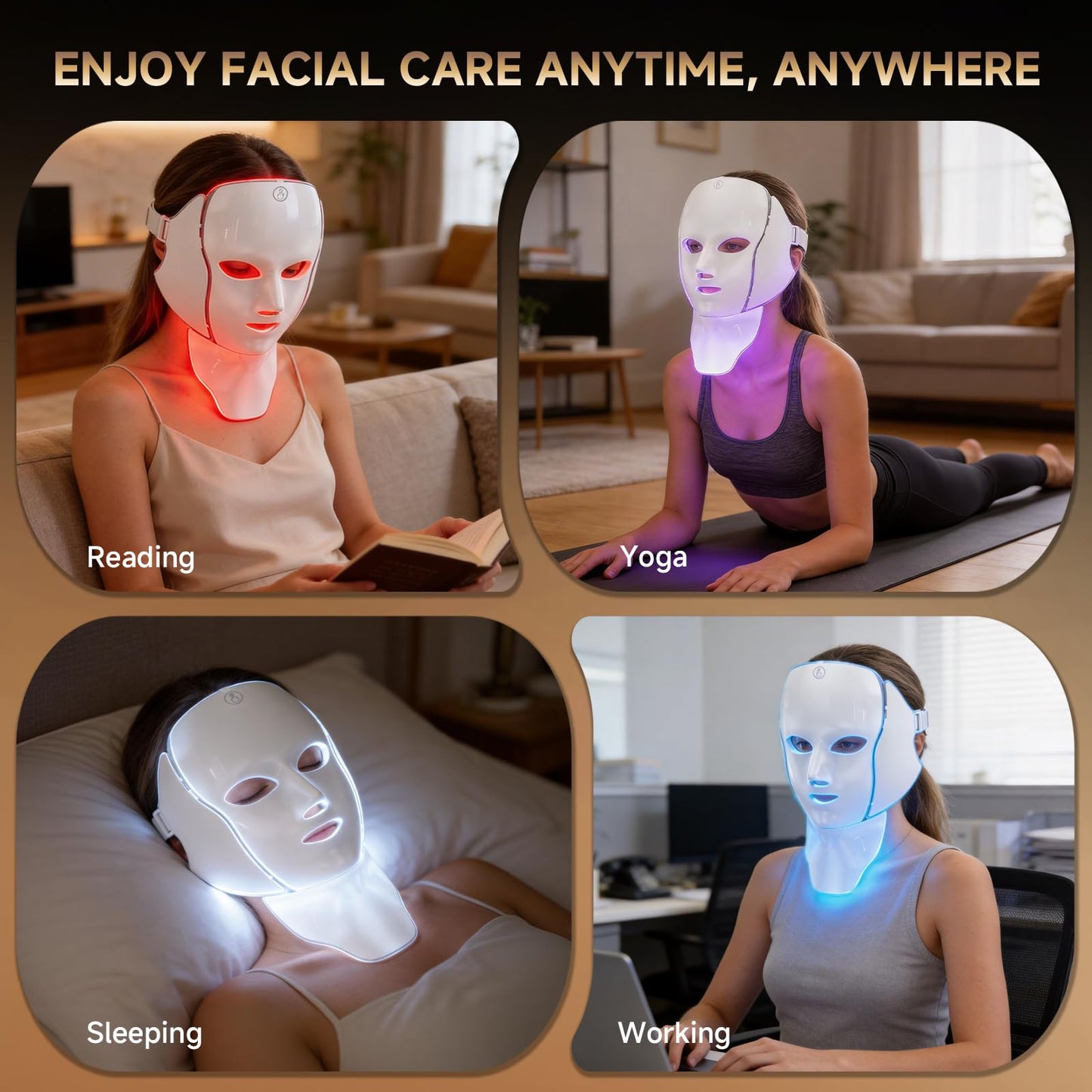 Red Light Therapy Mask for Face and Neck, Cordless LED Facial Mask for face Light Therapy with 850nm Infrared & 630nm Red Light, infrared therapy for face Skin Care Mask for Home Travel Yoga Sleep Use