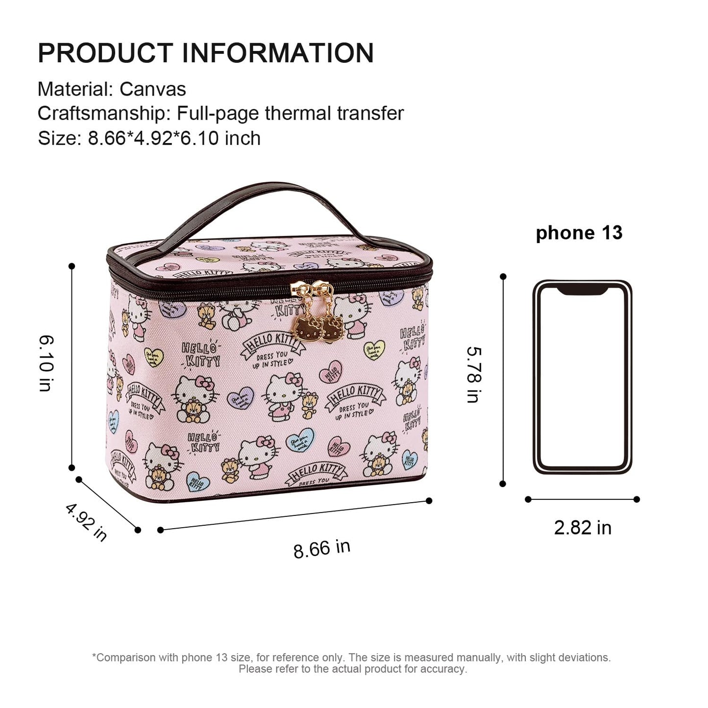 AmBealla Cosmetic Bag Large Makeup Bag Pink Makeup Travel Case with Brush Holder,Canvas Organizer for Women,Toiletry Bag for Skincare&Beauty Tools Sweet Cute for Girls
