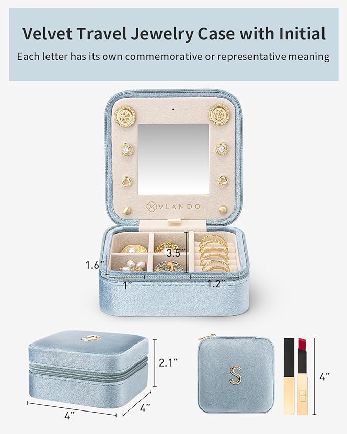 Vlando Travel Jewelry Organizer for Women - Necklace, Earring & Ring Organizer - Blue