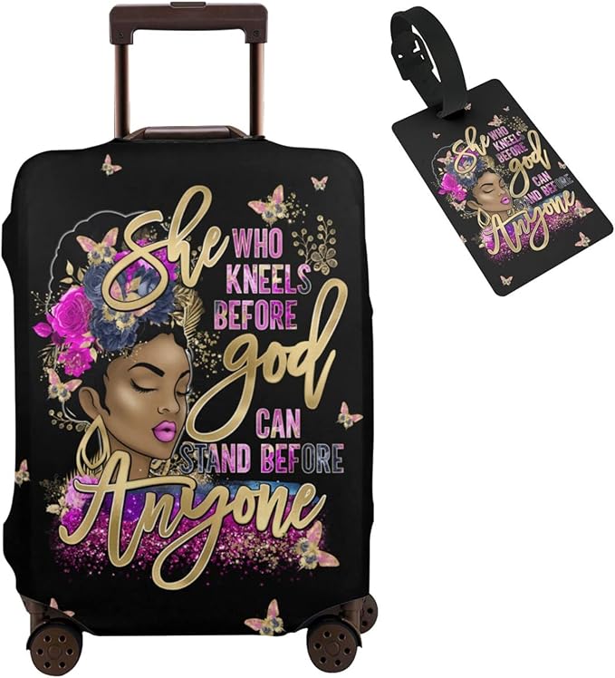 Travel Suitcase Protector Light skin african american Elastic Protective Washable Luggage Cover With Concealed Zipper Suitable For 18-32 Inch(L (for 25--28 inch luggage))