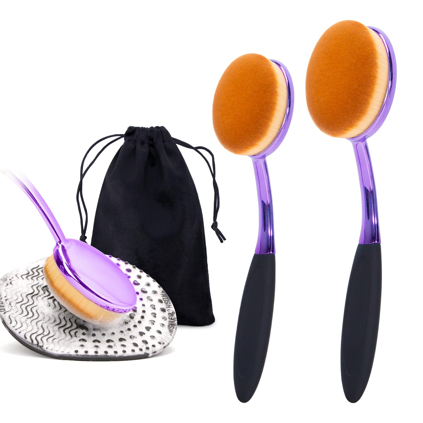 Sunscreen Brush Set - Sunblock Applicator for Kids, Adults, Child-Safe for Face and Body, Sun Lotion Applicator Sun Cream Brush with Cleaning Mat Travel Size (2 Pack) (Purple)