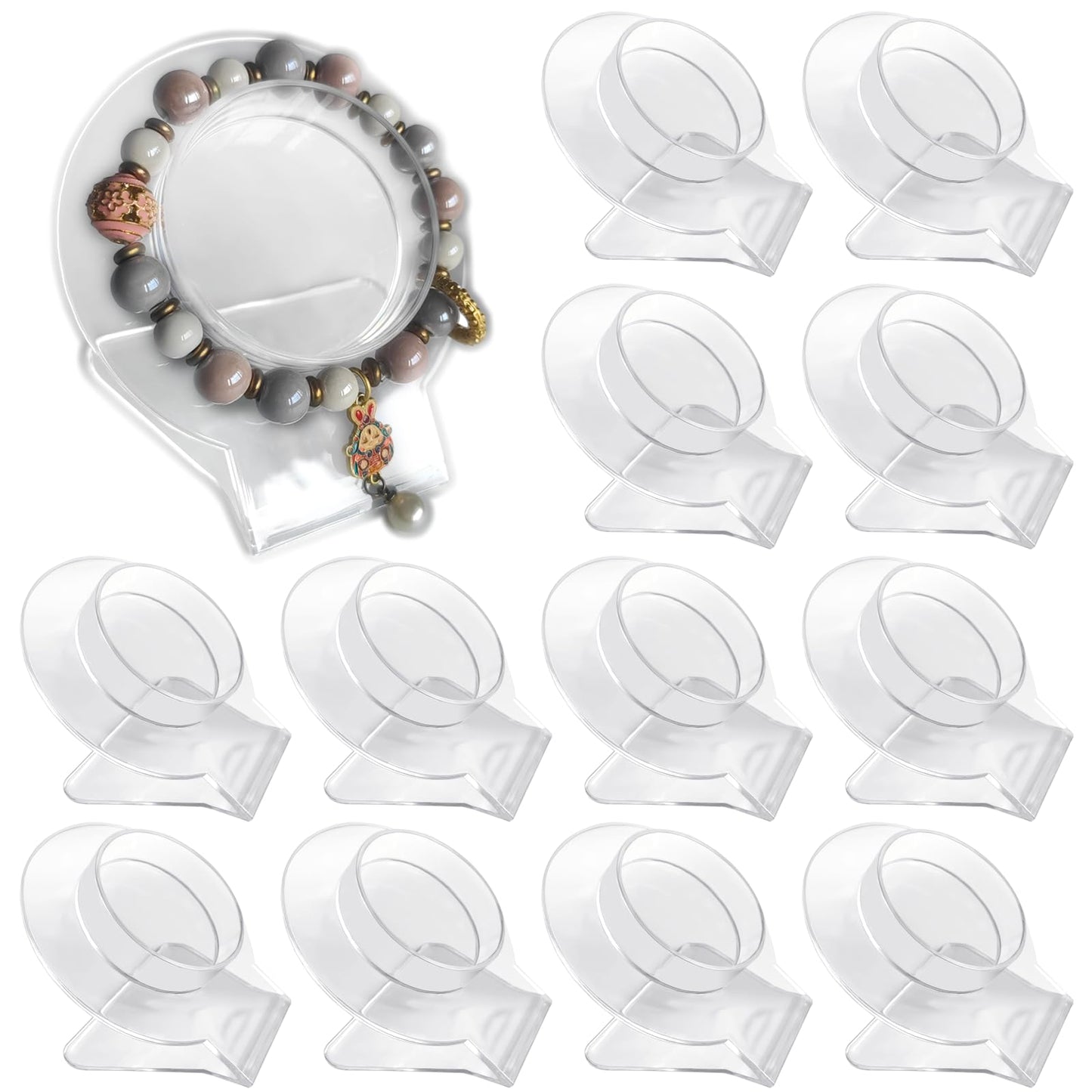 fallingstar 24 PCS Large Bracelet Holder Clear Acrylic Bracelet Displays Stands Jewelry Display Holder Bangle Organizer Rack Transparent Shelf Shelves Acrylic Bracelet Display Collar