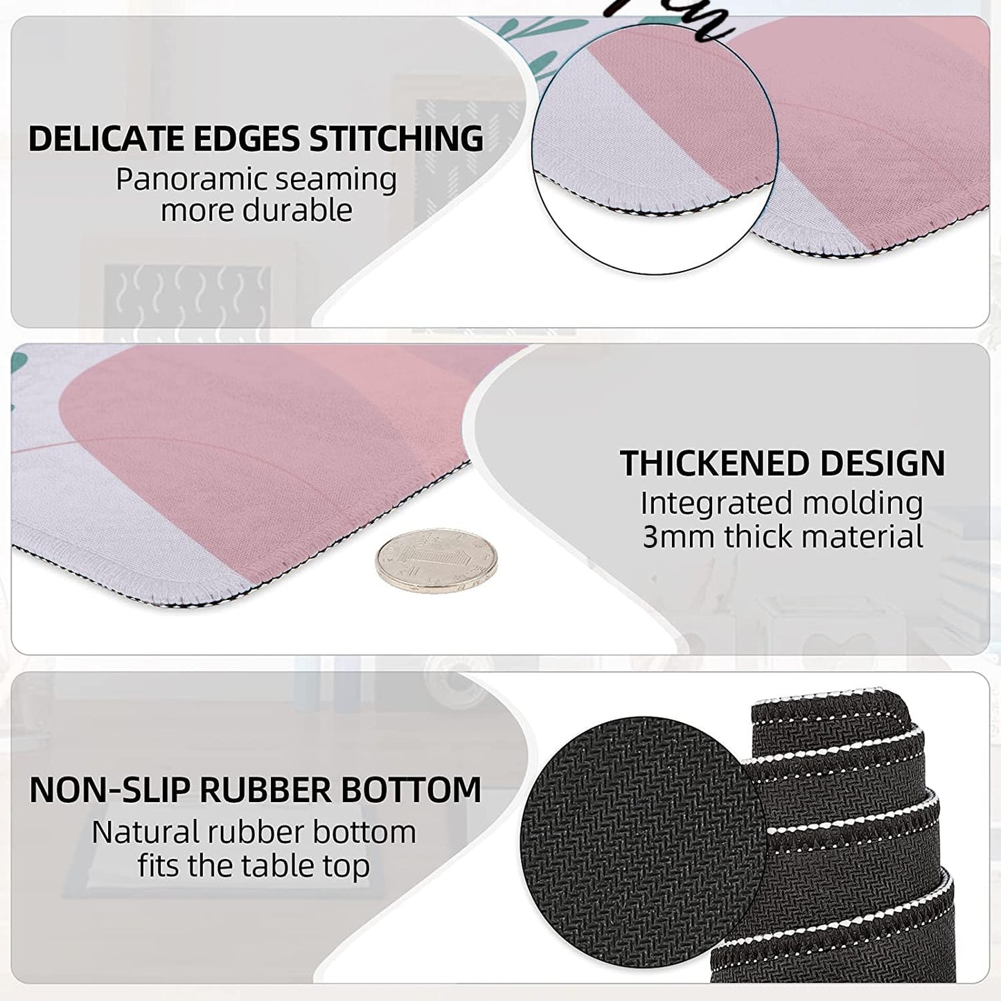 LATEEFAH Desk Mat, Mouse Pad with Wrist Rest, 4-in-1 Large Mouse Pads for Desk, Ergonomic Mouse Pad and Keyboard Wrist Rest Gaming Keyboard Mat for Office, Home