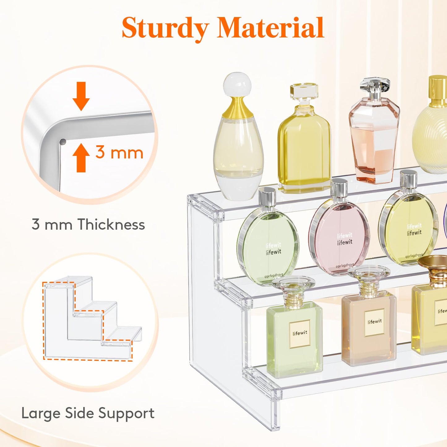 Lifewit Perfume Organizer, Cupcake Stand, Tool-Free Assembly, Plastic Display Shelf for Vanity,Room Décor, Bedroom Storage Organization, 3 Tier 12 Inch, 1 Pcs