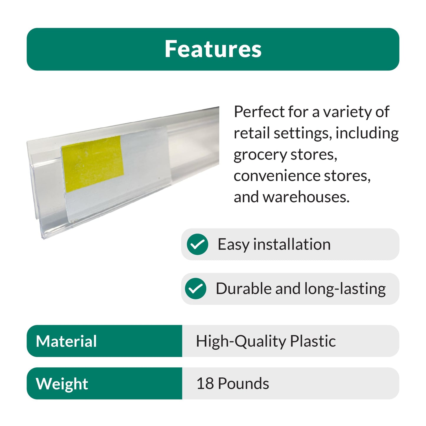 THE GLOBAL DISPLAY SOLUTION | Ticket Holder Protector Retail Shelf Labels for Lozier and Madix Shelving | 47.625" L x 1.25" H Labels | 100 Pack | Clear